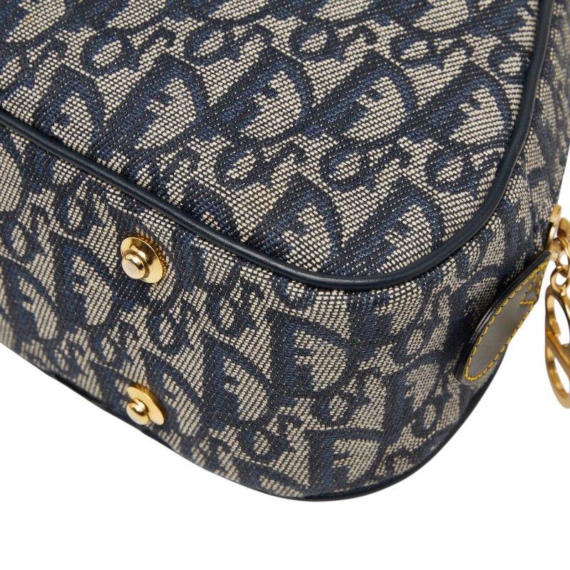 Dior Dio Tobta Handbag Navy Canvas Leather — view 6