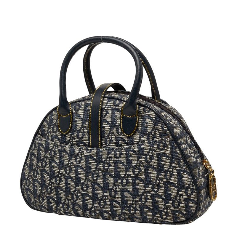 Dior Dio Tobta Handbag Navy Canvas Leather — view 2