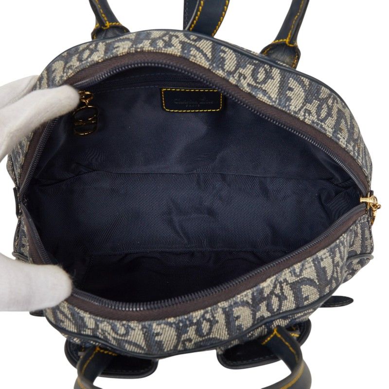 Dior Dio Tobta Handbag Navy Canvas Leather — view 8