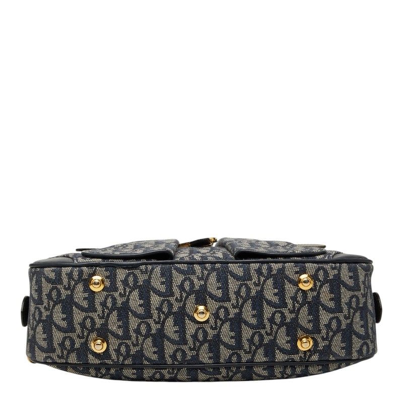 Dior Dio Tobta Handbag Navy Canvas Leather — view 3