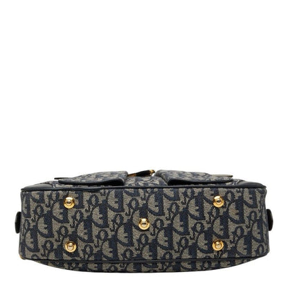 Dior Dio Tobta Handbag Navy Canvas Leather — view 3