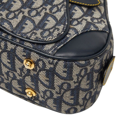 Dior Dio Tobta Handbag Navy Canvas Leather — view 4