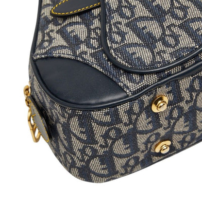 Dior Dio Tobta Handbag Navy Canvas Leather — view 5