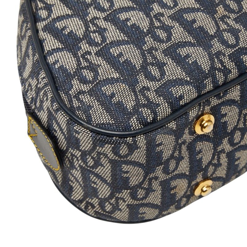 Dior Dio Tobta Handbag Navy Canvas Leather — view 7