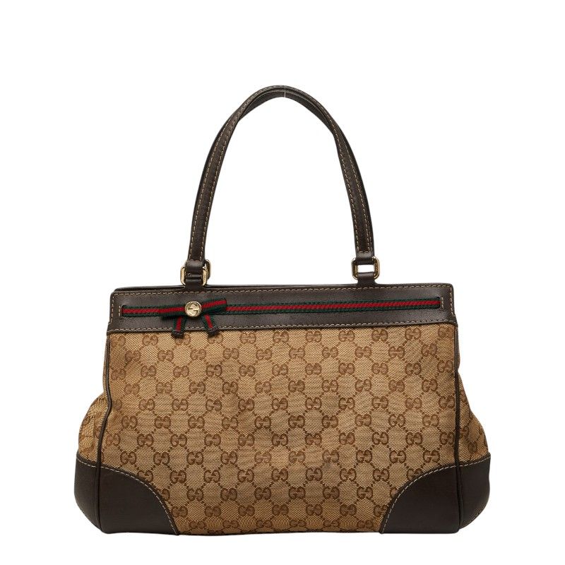 Gucci GG Canvas Tote Beige Leather
