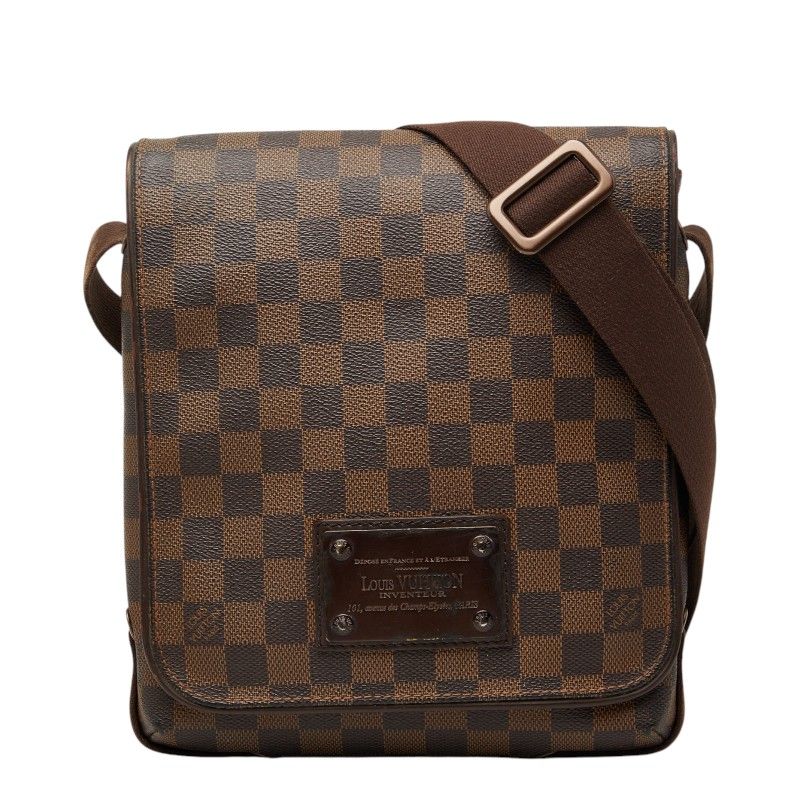 Louis Vuitton Damier PM Shoulder Bag Brown Leather