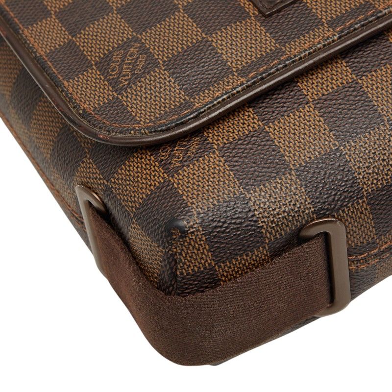 Louis Vuitton Damier PM Shoulder Bag Brown Leather — view 5