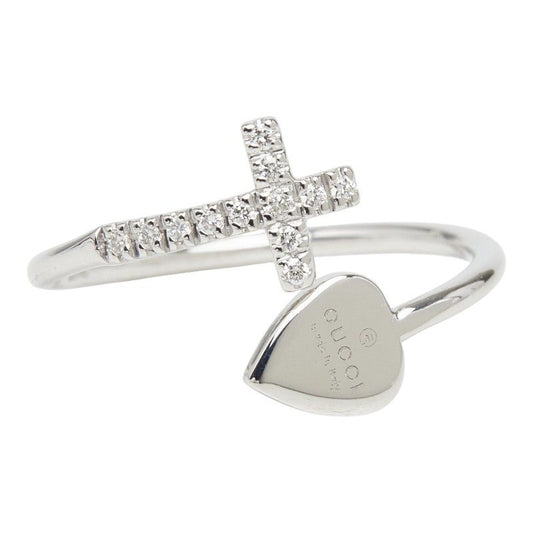 Gucci Cross Motif Heart Ring 18k White Gold