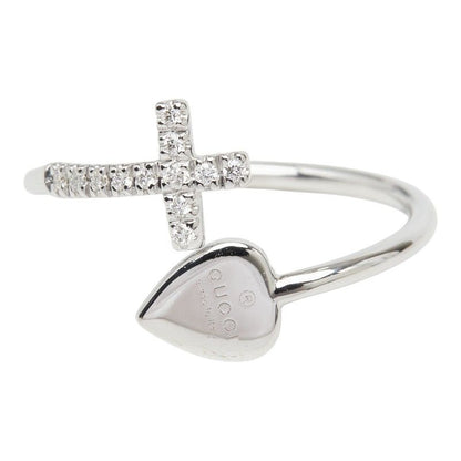 Gucci Cross Motif Heart Ring 18k White Gold — view 2