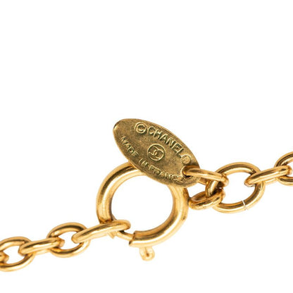Chanel CC Logo Chain Round Pendant Necklace Gold Plated — view 6