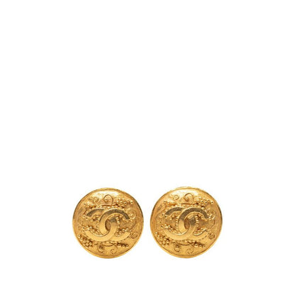 Chanel CC Logo Earrings 96 Vintage Gold Plating