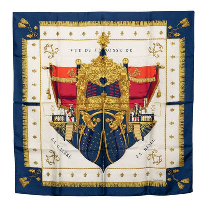 Hermes Carre 90 Vue du Carrosse Galere Reale Scarf Multicolor