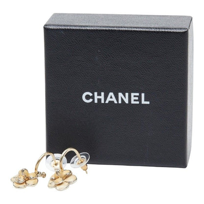 Chanel CC Logo Earrings Gold Beige Plating — view 5