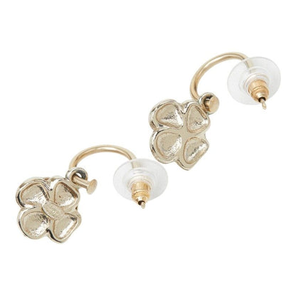 Chanel CC Logo Earrings Gold Beige Plating — view 3