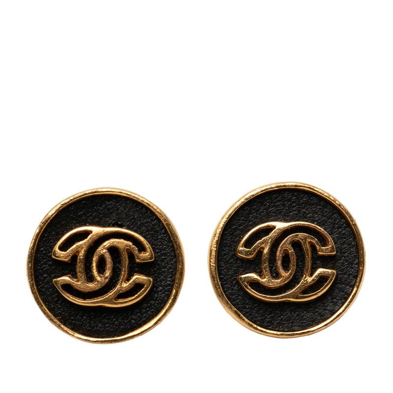 Chanel CC Logo 03 Gold Black Plating Leather