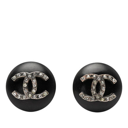 Chanel CC Logo Earrings 96 Vintage Black tale Line Strike Plastic