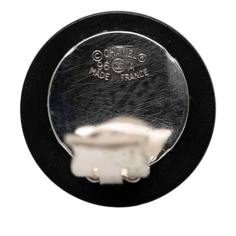 Chanel CC Logo Earrings 96 Vintage Black tale Line Strike Plastic — view 3