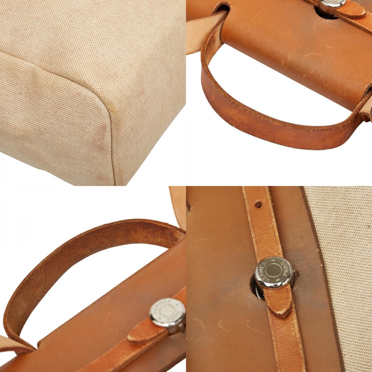 Hermes Herbag MM Tote Shoulder Bag 2-Way bo Brown Silver shu Leather — view 7