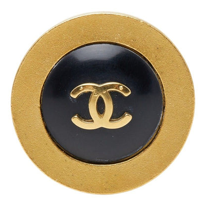 Chanel CC Logo Earrings Single Gold Black Plating