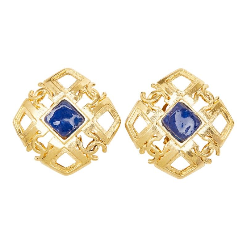 Chanel Vintage CC Logo Strike Earrings Gold Plating — view 2