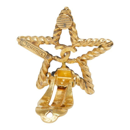 Chanel CC Logo Star Motif Earrings Gold Plating — view 3