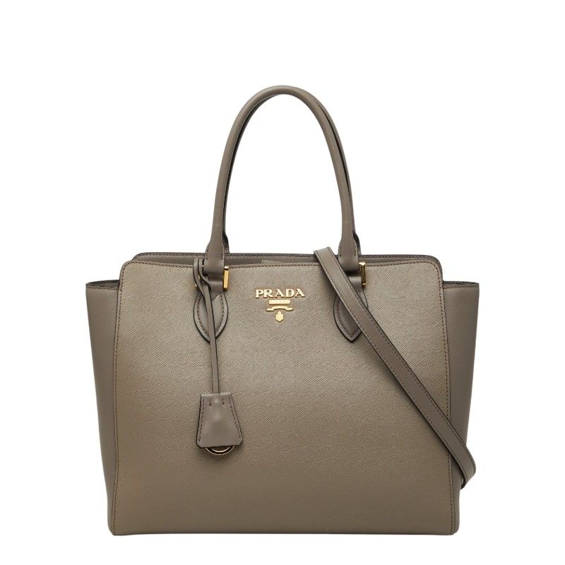 Prada 2-Way Shoulder Bag Gray Ju Saffiano Leather