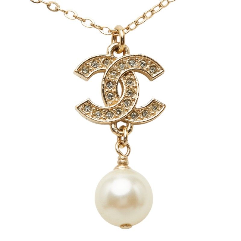 Chanel CC Logo Line Strike Necklace Chien Plating Pearl — view 2
