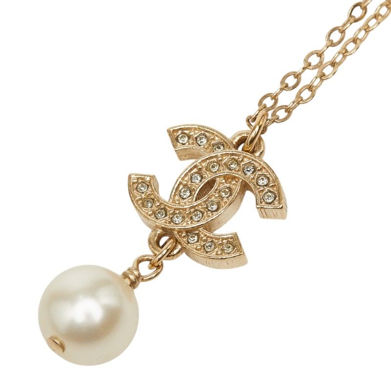 Chanel CC Logo Line Strike Necklace Chien Plating Pearl