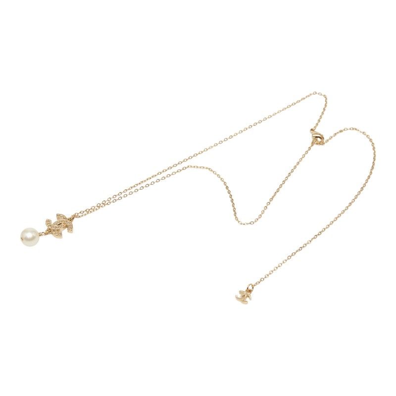 Chanel CC Logo Line Strike Necklace Chien Plating Pearl — view 4