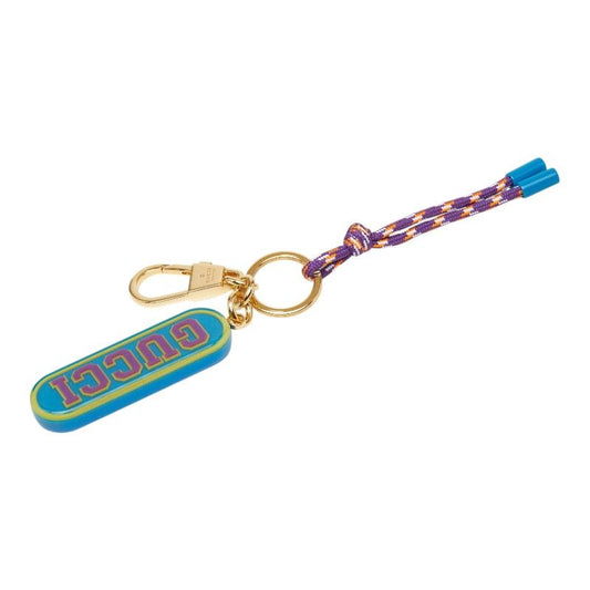 Gucci Logo Bag Charm Key Holder Tree Ring Blue Multicolor