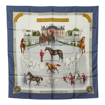Hermes Carre 90 les Haras Nationaux Scarf toblue Multicolor