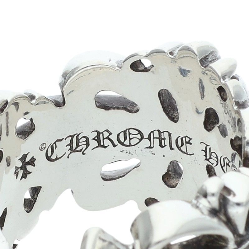 Chrome Hearts Dbl Flrl Crs Double Floral Cross Silver Ring — view 3