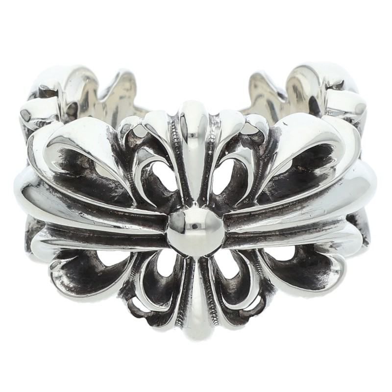 Chrome Hearts Dbl Flrl Crs Double Floral Cross Silver Ring