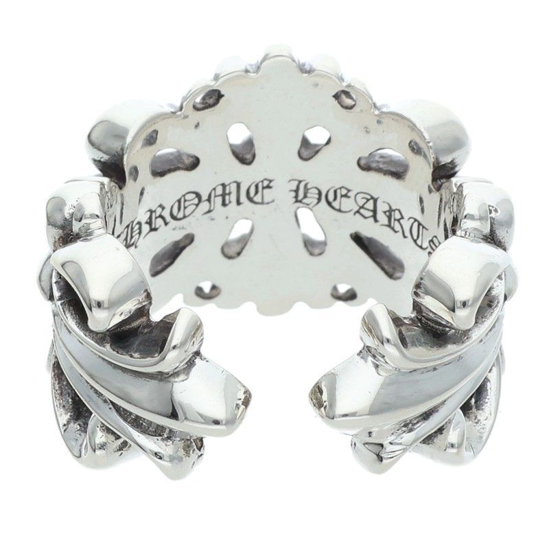 Chrome Hearts Dbl Flrl Crs Double Floral Cross Silver Ring — view 2