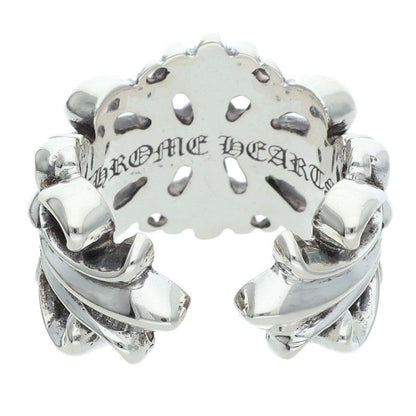 Chrome Hearts Dbl Flrl Crs Double Floral Cross Silver Ring — view 2