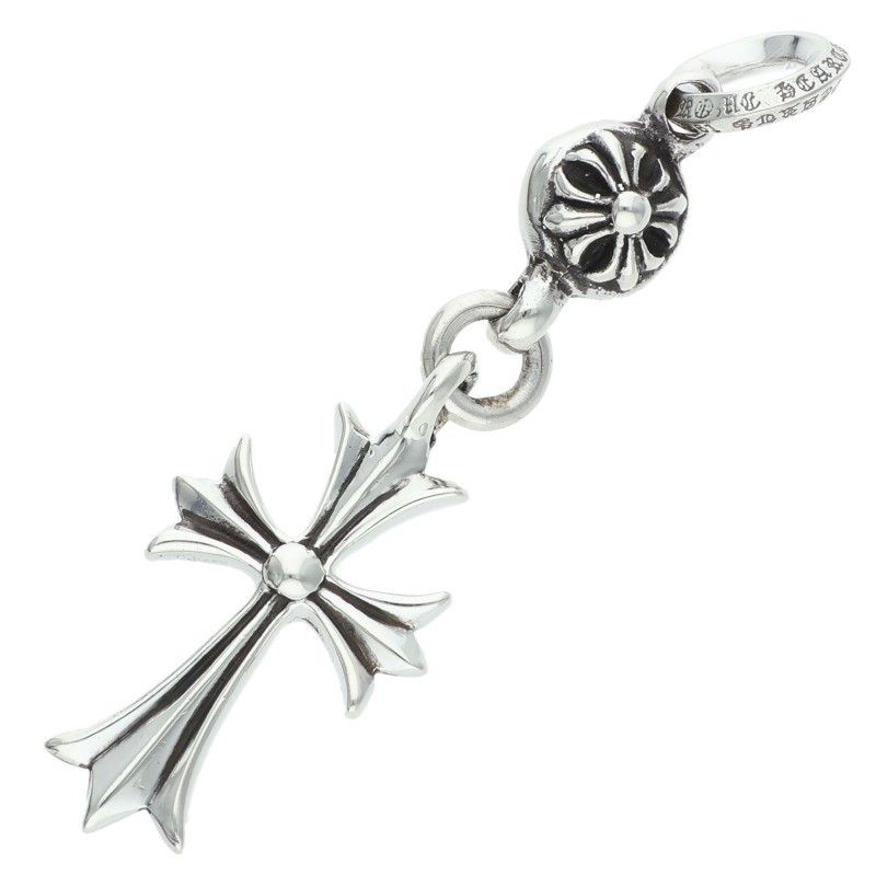 Chrome Hearts Tny CH Crs 1 Ball Tiny CH Cross Charm Silver Necklace Top — view 2
