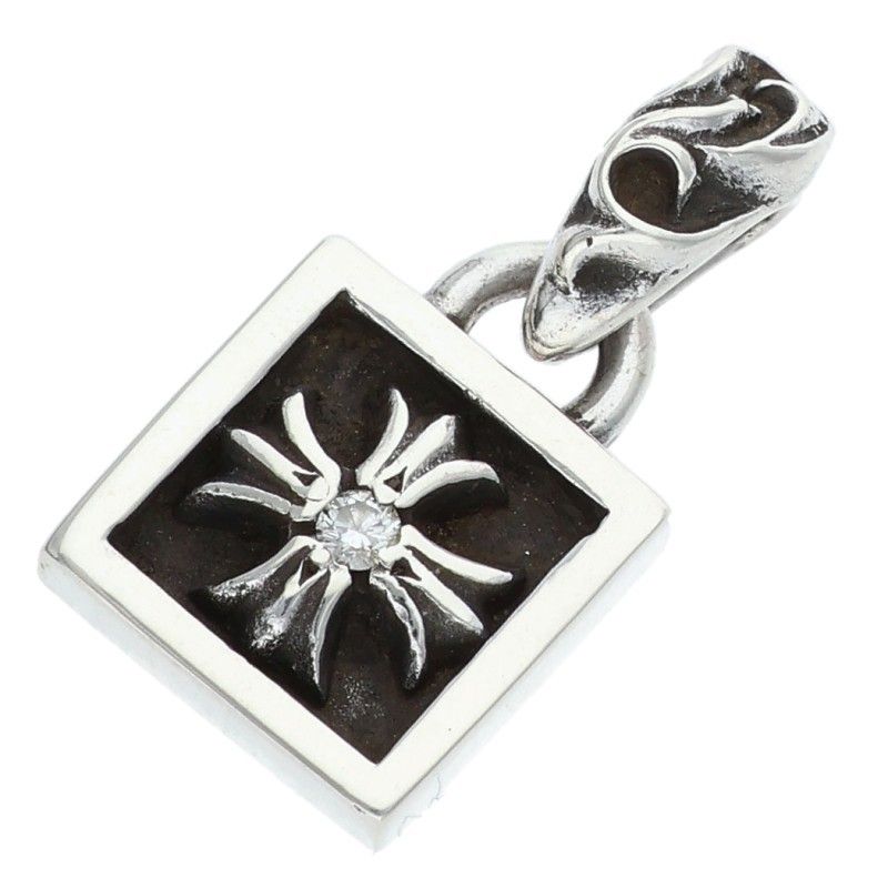 Chrome Hearts Framed CH Plus Charm Silver Necklace Top