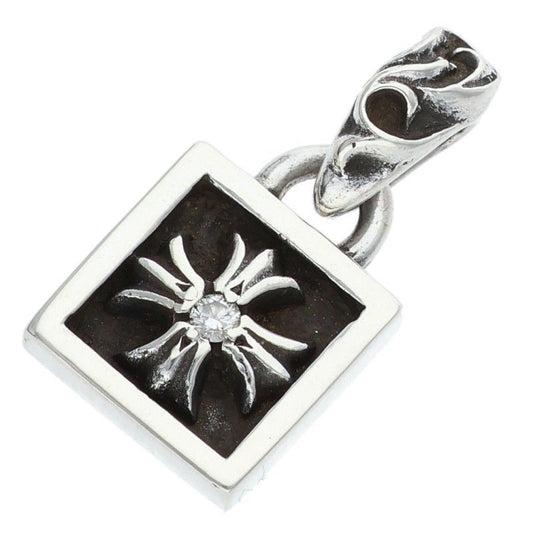 Chrome Hearts Framed CH Plus Charm Silver Necklace Top