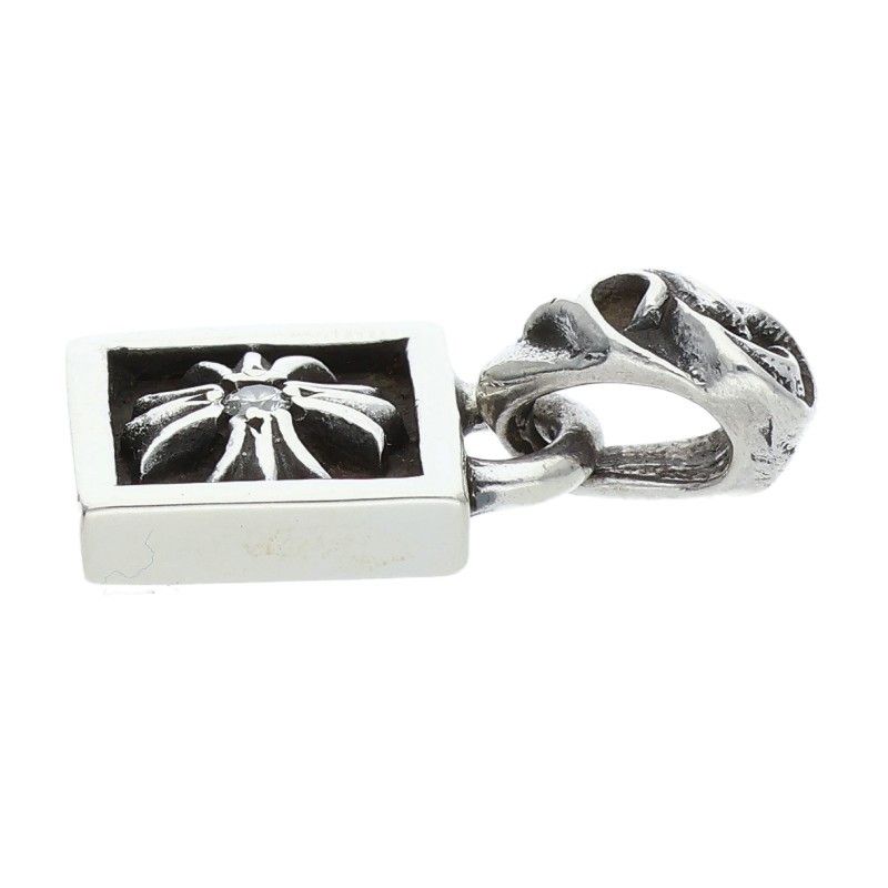 Chrome Hearts Framed CH Plus Charm Silver Necklace Top — view 4
