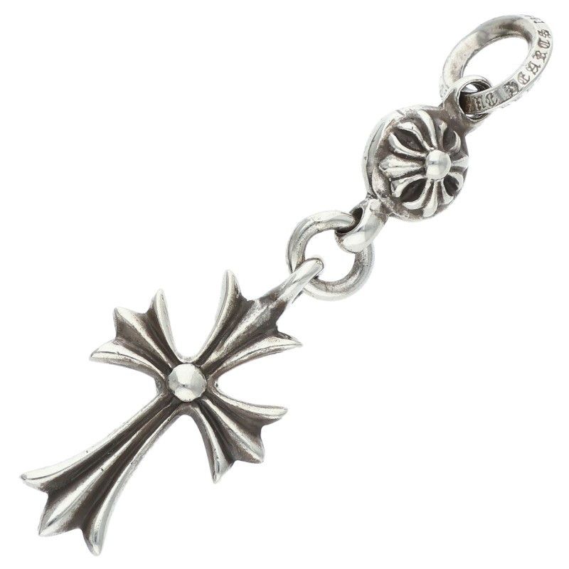 Chrome Hearts Tny CH Crs 1 Ball Tiny CH Cross Charm Silver Necklace Top — view 2