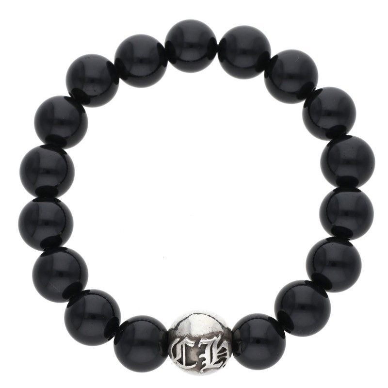 Chrome Hearts 10 mm Bead Bracelet MM Black Tourmaline Beads