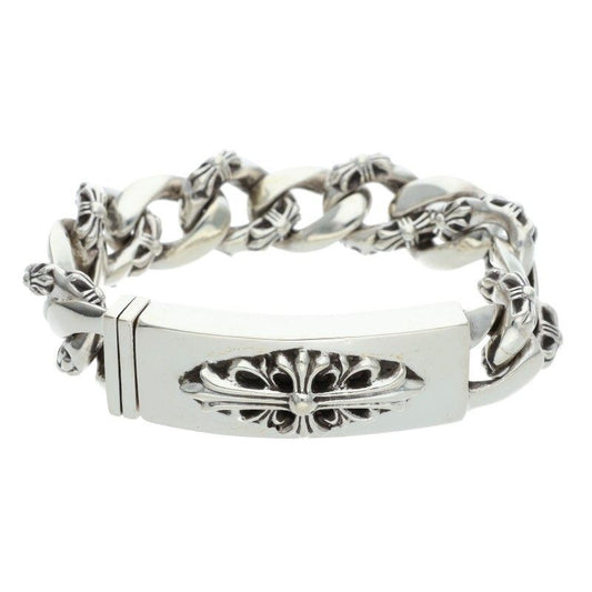 Chrome Hearts ID Floral Crs ID Fancy Silver Bracelet