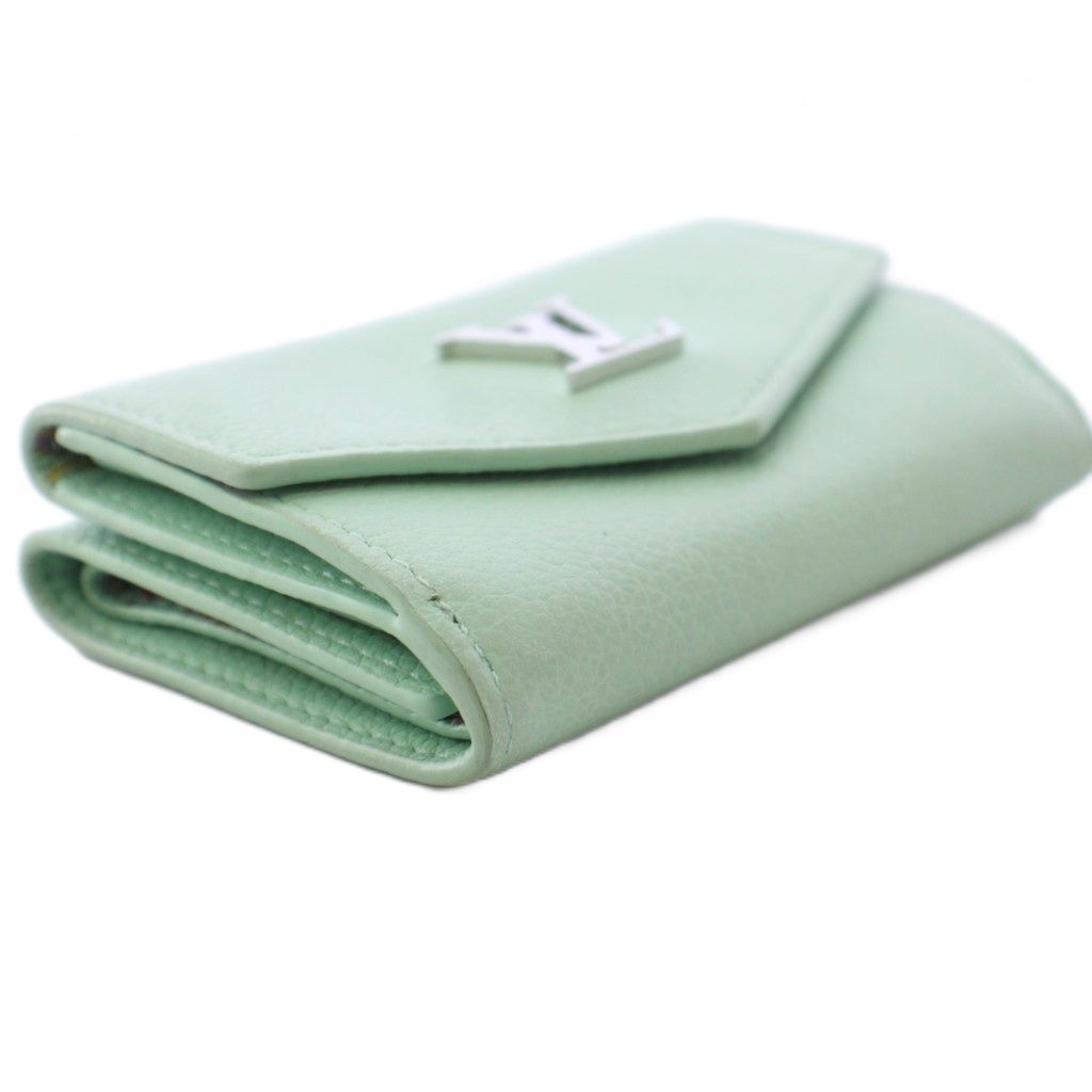 Louis Vuitton Portefeuille Lock Mini Trifold Wallet Leather Mist Green KH — view 4