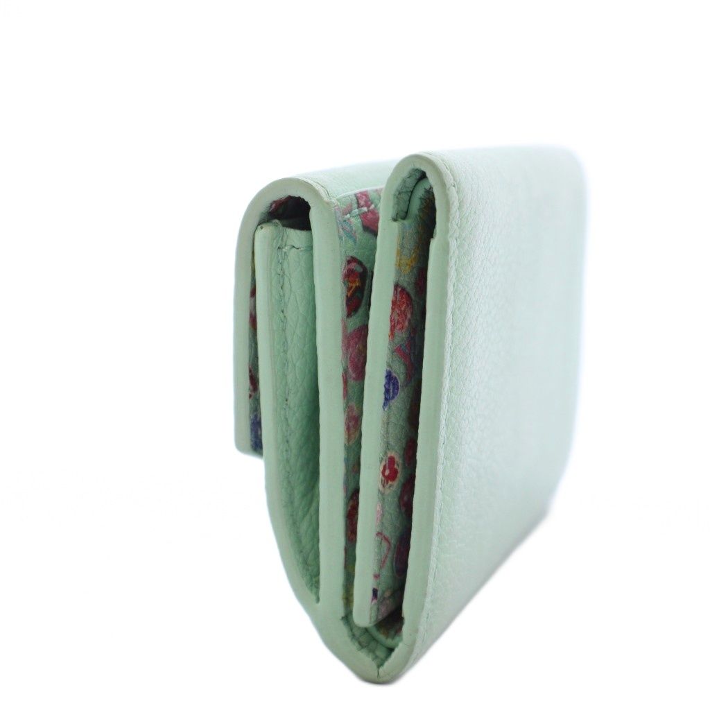 Louis Vuitton Portefeuille Lock Mini Trifold Wallet Leather Mist Green KH — view 2