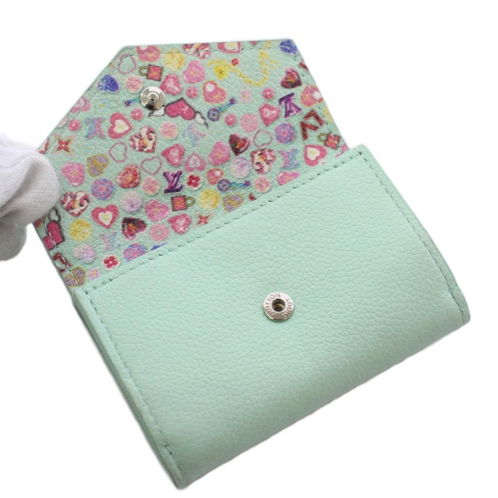 Louis Vuitton Portefeuille Lock Mini Trifold Wallet Leather Mist Green KH — view 5