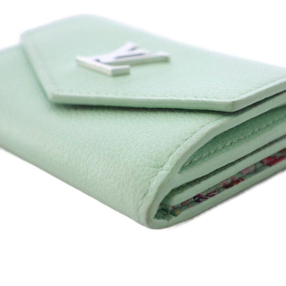 Louis Vuitton Portefeuille Lock Mini Trifold Wallet Leather Mist Green KH — view 8