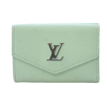 Louis Vuitton Portefeuille Lock Mini Trifold Wallet Leather Mist Green KH