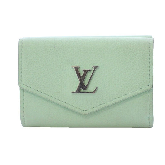 Louis Vuitton Portefeuille Lock Mini Trifold Wallet Leather Mist Green KH