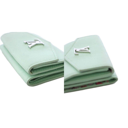 Louis Vuitton Portefeuille Lock Mini Trifold Wallet Leather Mist Green KH — view 9