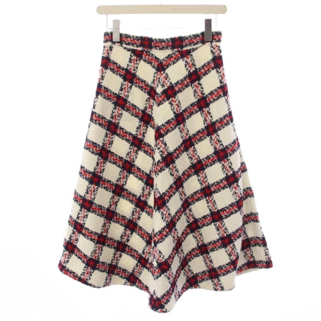 Gucci Suit Stand Collar Jacket Skirt Check Tweed 38 White Red Zaglk — view 5